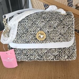 Kate Spade Tweed Shoulder Bag with Gold Accents